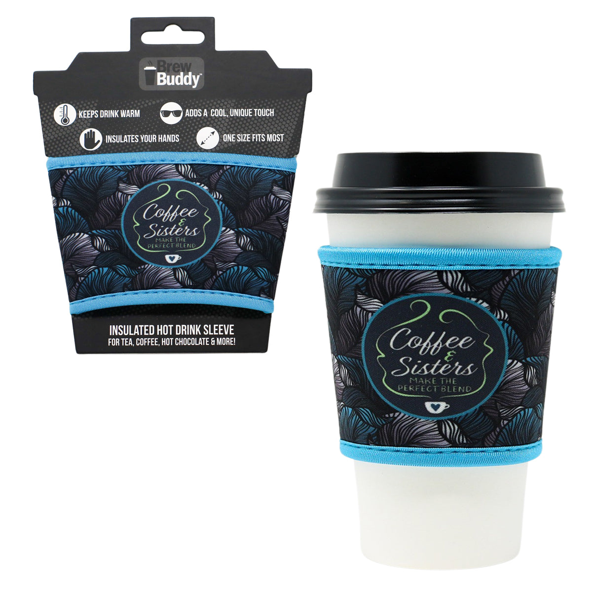 Reusable thermal insulated coffee cup hot sleeve made from high quality neoprene used for drinks from Starbucks, McDonalds, Dunkin' Donuts, and more.