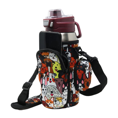 Cross Body Bag Bottle Holder | Dog Lover with Poop Bag Holder