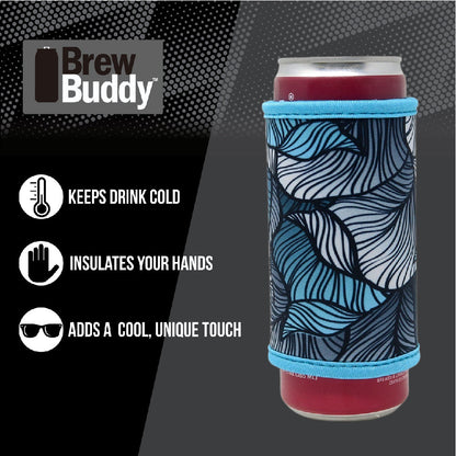 Insulated Skinny Can Drink Sleeve | Turquoise Leaves