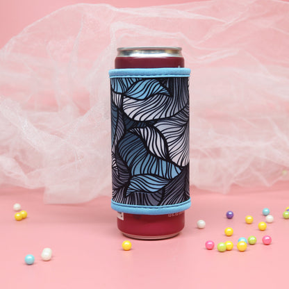 Insulated Skinny Can Drink Sleeve | Turquoise Leaves