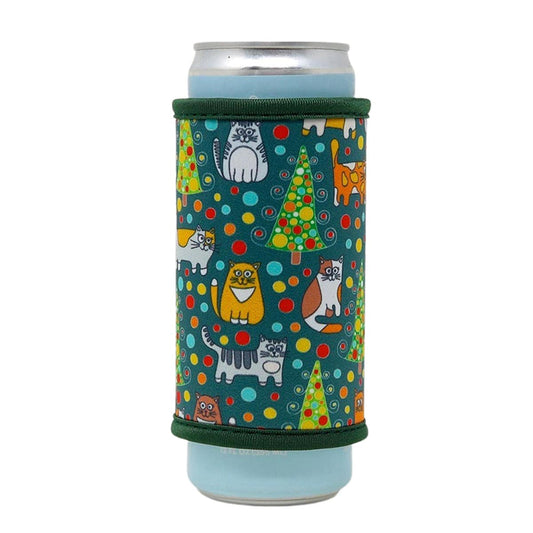 Insulated Skinny Can Drink Sleeve | Christmas Kitties