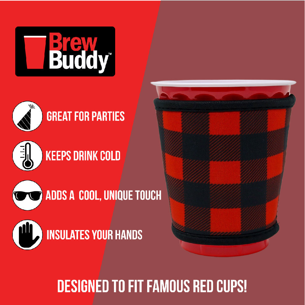 Insulated Red Cup Drink Sleeve | Red Buffalo Plaid