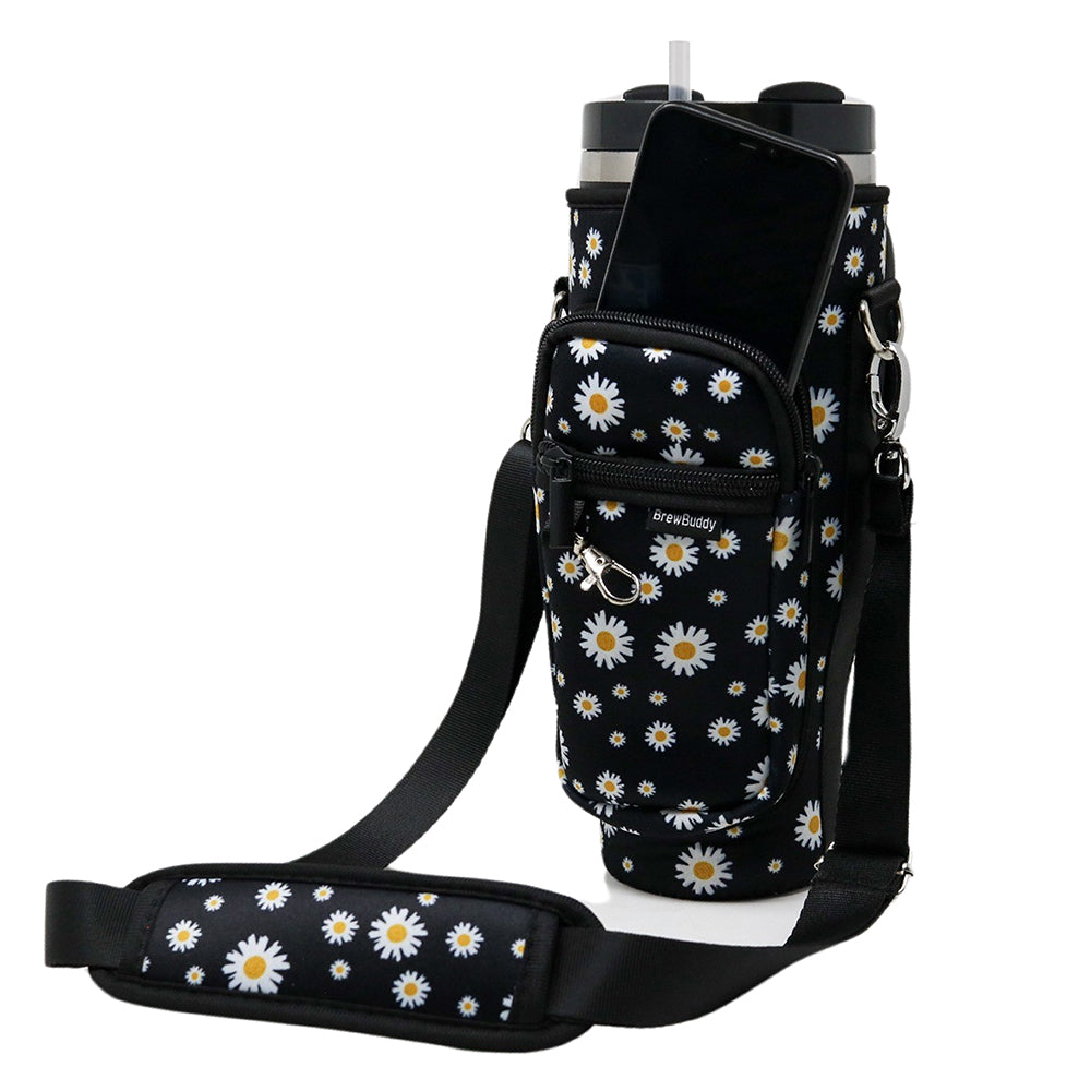 Tumbler Crossbody Holder Sling Bag | Black Daisy