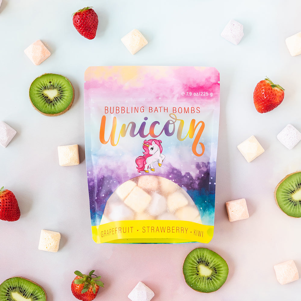 Bubbling Bath Bombs | Unicorn (Grapefruit, Strawberry, Kiwi)