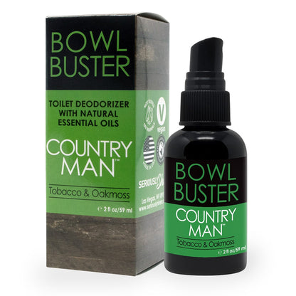 Bowl Buster Deodorizing Toilet Spray for Men | Country Man (Tobacco + Oakmoss)