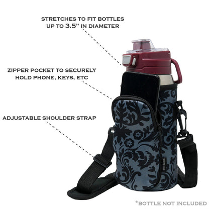 Cross Body Bag Bottle Holder | Grey Damask