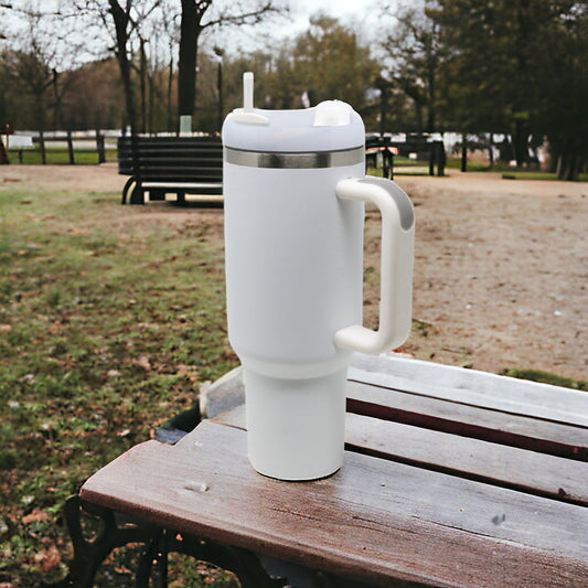 40oz Insulated Stanley Dupe Tumbler | White