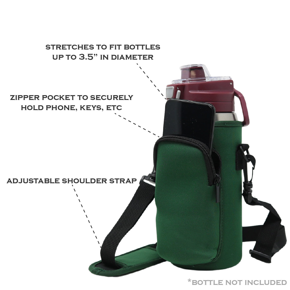 Cross Body Bag Bottle Holder | Dark Green