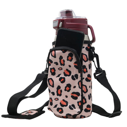 Cross Body Bag Bottle Holder | Pink Leopard