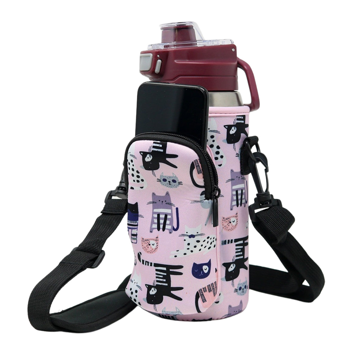 Cross Body Bag Bottle Holder | Pretty Kitties