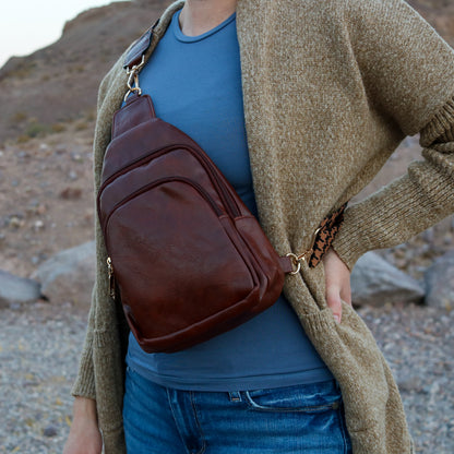 Rebeca Crossbody Sling Bag | Saddle