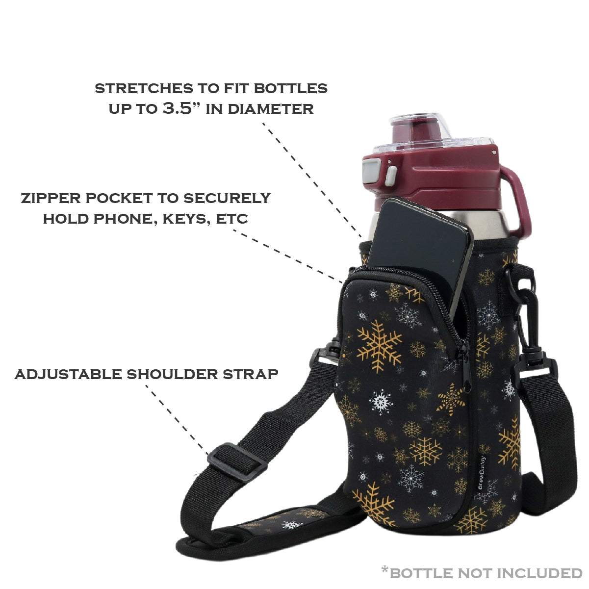 Holiday Cross Body Bag Bottle Holder | Snowfall