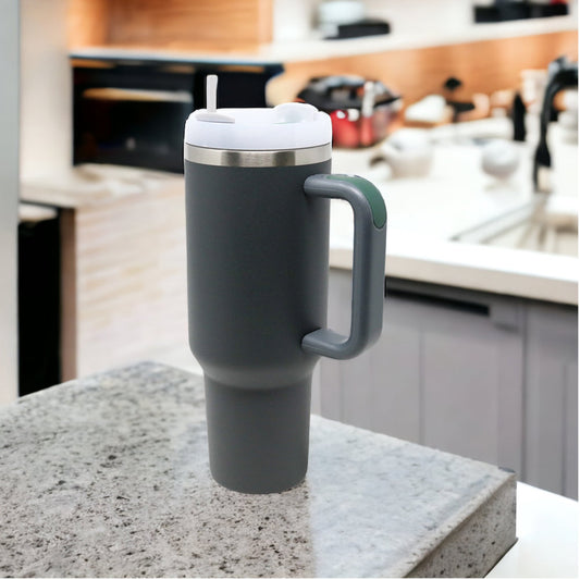 40oz Insulated Stanley Dupe Tumbler | Steel Grey