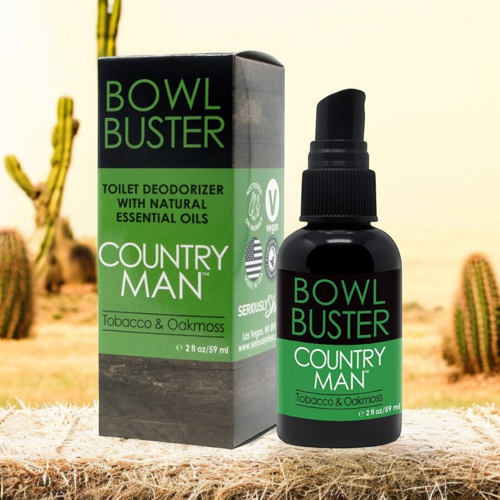 Bowl Buster Deodorizing Toilet Spray for Men | Country Man (Tobacco + Oakmoss)