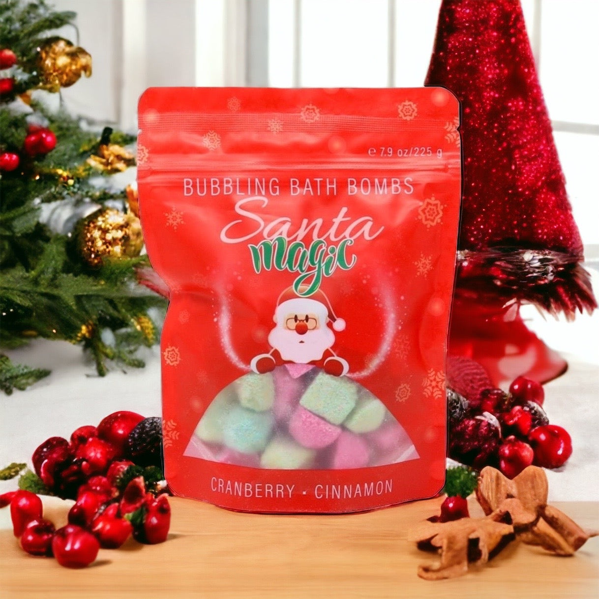 Bubbling Bath Bombs | Santa Magic (Cranberry + Cinnamon)