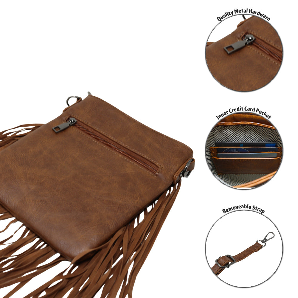 Montana Western Crossbody Tassel Bag | Ice