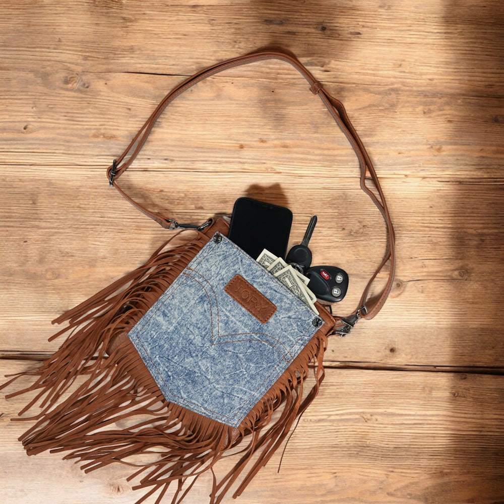 Montana Western Crossbody Tassel Bag | Ice