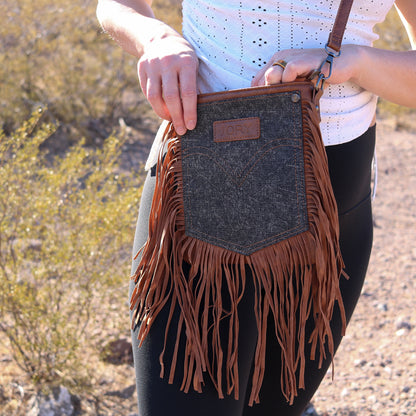 Montana Western Crossbody Tassel Bag | Stone